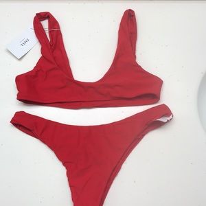 Red cheeky bikini